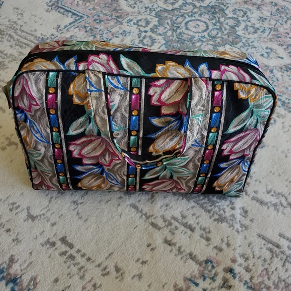 Vintage Christian Dior Floral Print Multi Color Zip Around Bag NWT Designer Boho - Picture 14 of 16
